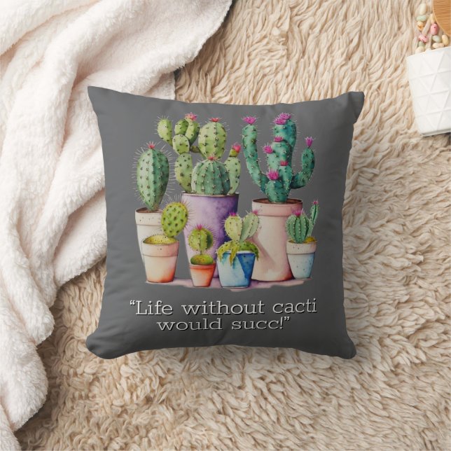 Cute watercolor cacti cactus succulents in pots throw pillow (Blanket)