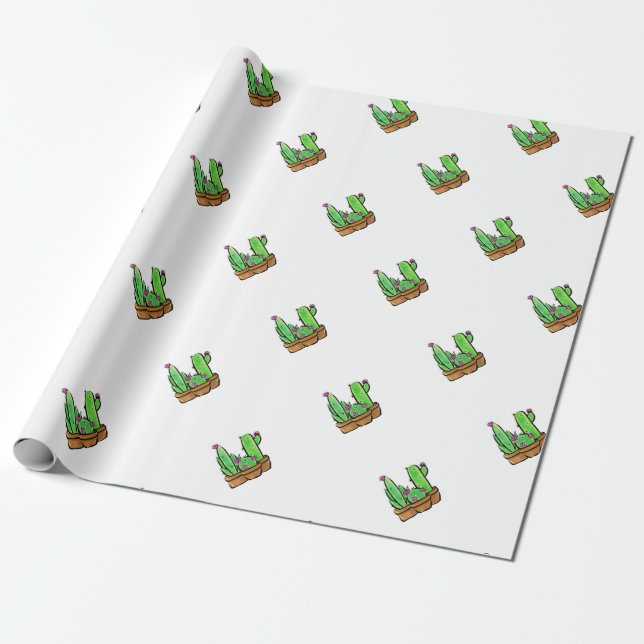 Cute watercolor Cactus cacti succulents  Wrapping Paper (Unrolled)