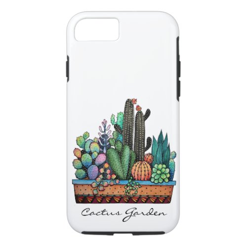 Cute Watercolor Cactus Garden In Pot iPhone 87 Case