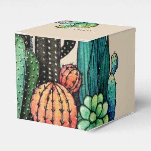 Cute Watercolor Cactus Garden In Pot Favor Boxes
