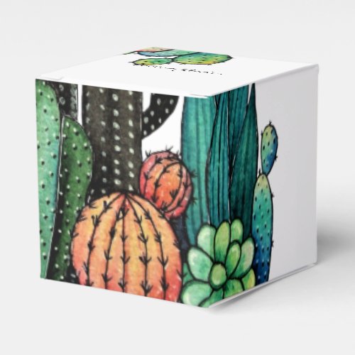 Cute Watercolor Cactus Garden In Pot Favor Boxes