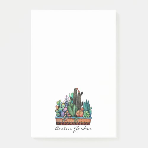 Cute Watercolor Cactus Garden In Pot Post_it Notes