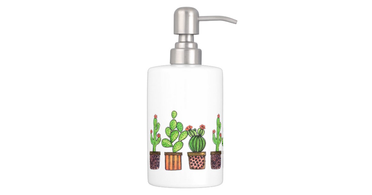 Download Cute Watercolor Cactus In Pots Bath Set | Zazzle.com