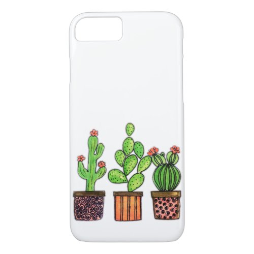 Cute Watercolor Cactus In Pots iPhone 87 Case