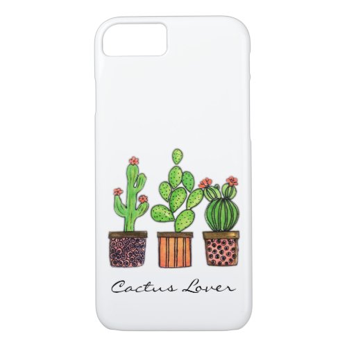 Cute Watercolor Cactus In Pots iPhone 87 Case