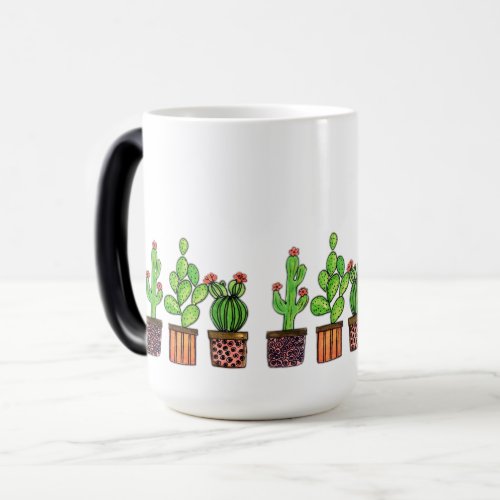 Cute Watercolor Cactus In Pots Magic Mug