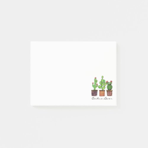 Cute Watercolor Cactus In Pots Post-it Notes