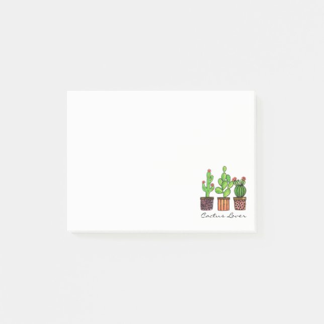 Cute Watercolor Cactus In Pots Post-it Notes (Front)