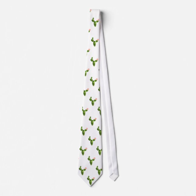 Cute Watercolor Cactus Neck Tie (Front)