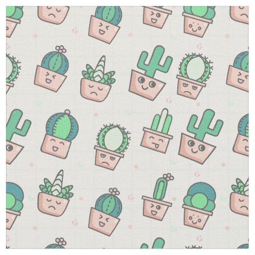 Cute Watercolor Cactus Pattern Fabric