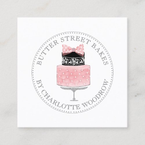 Cute Watercolor Cake Dessert Baker Pastry Chef Square Business Card