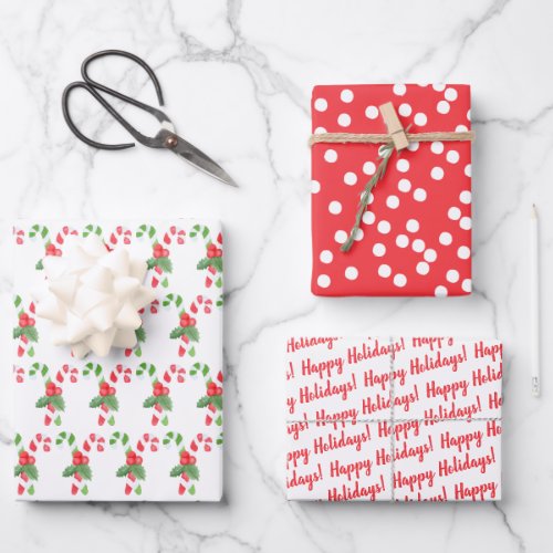 Cute Watercolor Candy Canes _ Christmas Wrapping Paper Sheets