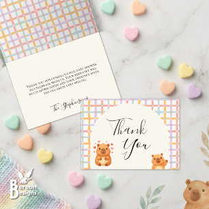 Cute Watercolor Capy Capybara Baby Shower Thank Letterpress Thank You Card