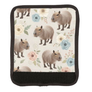 Cute Watercolor Capybara Seamless Pattern Luggage Handle Wrap