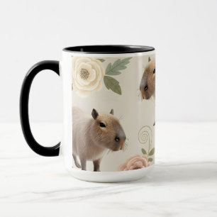 Cute Watercolor Capybara Seamless Pattern Mug