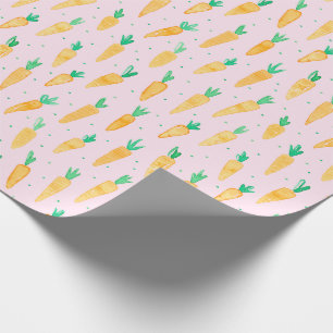Cute Watercolor Carrots pink Wrapping Paper