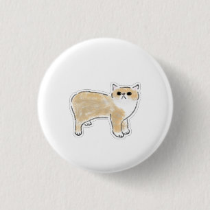 Cute Watercolor Cat Illustration Button