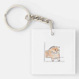 Cute Watercolor Cat Illustration Keychain