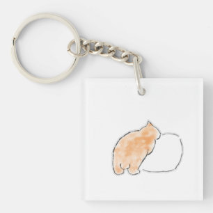 Cute Watercolor Cat Illustration Keychain