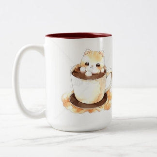 Cute Watercolor Cat in Coffee Cup Personalized Mug