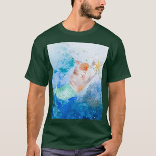 Cute watercolor cat mermaid in the sea T-Shirt
