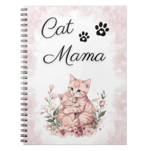 Cute Watercolor Cat Mom Notebook Gift For Her