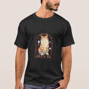 Cute Watercolor Cat Purring and Karma Lover Retro T-Shirt