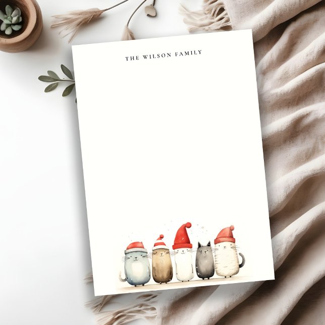 Cute Watercolor Cats Furry and Bright Christmas Note Card (Creator Uploaded)