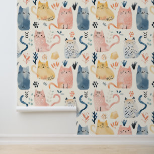 Cute watercolor cats wallpaper