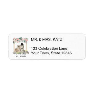 Cute Watercolor Cats Wedding Address Label