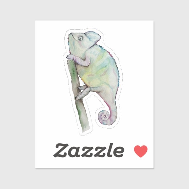 Cute watercolor chameleon sticker (Sheet)