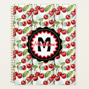 Cute Watercolor Cherry Pattern Personalized Planner