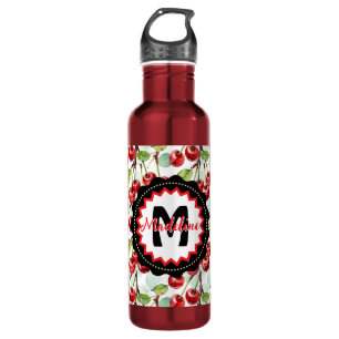 Cute Watercolor Cherry Pattern Personalized Stainless Steel Water Bottle