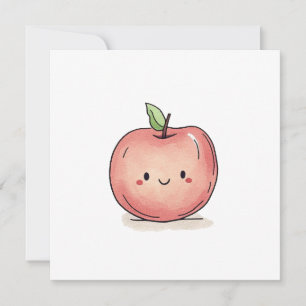 Cute Watercolor Chibi Apple Holiday Card