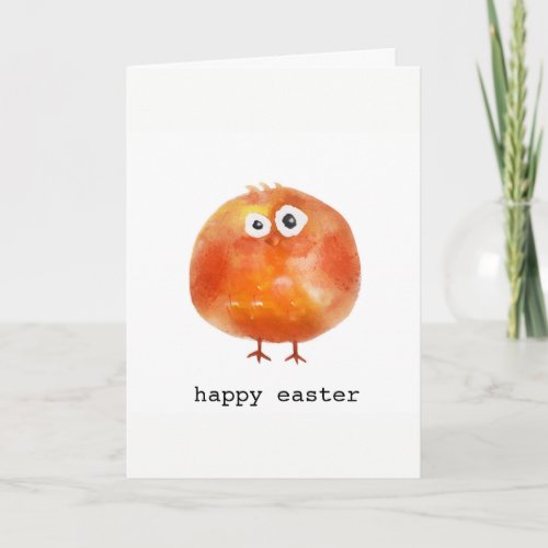 Cute watercolor chicken Easter Holiday Card