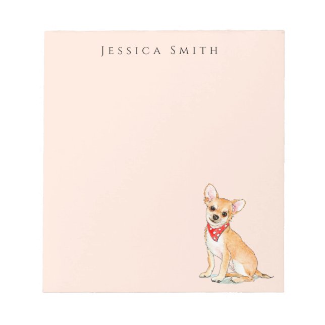 Cute watercolor Chihuahua dog Pink Notepad (Front)