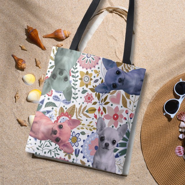 Cute Watercolor Chihuahuas – Colorful Dog Tote Bag (Creator Uploaded)