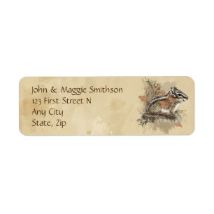 Cute Watercolor Chipmunk Animal Wildlife Nature Label