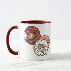 Cute Watercolor Chocolate Glazed Sprinkles Donut Mug