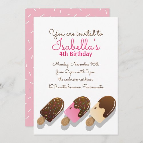Cute Watercolor Chocolate icecream BIRTHDAY Invitation