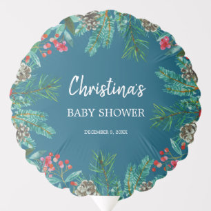 Cute Watercolor Christmas Baby Shower Blue Balloon