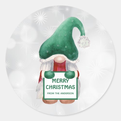 Cute Watercolor Christmas Gnome  Square Sticker