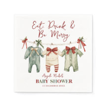 Cute Watercolor Christmas Holiday Baby Shower 