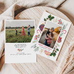 Cute Watercolor Christmas Photo Frame Holiday Card<br><div class="desc">Be merry and bright with this pink and green "Merry Christmas" holiday card with a photo frame design with cute watercolor Christmas ornaments,  holly,  winter berries,  candy canes and greenery - customizable with your photo and personal message to your loved ones.</div>