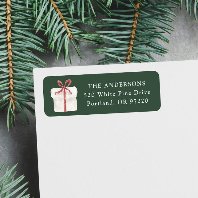 Cute Watercolor Christmas Present Return Address Label (Creator Uploaded)