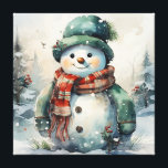 Cute Watercolor Christmas Snowman  Canvas Print<br><div class="desc">Cute Watercolor Christmas Snowman Canvas Print 
Made from an additive-free cotton-poly blend,  our instant-dry canvases make for long lasting,  fade resistant prints. Add your family photos,  vacation pictures,  and other beautiful moments to craft great mementos for your home!</div>