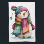 Cute Watercolor Christmas Snowman Kitchen Towel<br><div class="desc">This super cute snowman holiday kitchen towel is sure to bring smiles. I hope it makes you happy . . . that is my goal and passion! ⭐ You can be creative and customize all my designs by adding text, changing the background color on most designs and much more using...</div>
