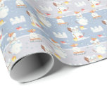 Cute Watercolor Christmas Snowman Rats Pattern Wrapping Paper<br><div class="desc">Add a custom touch to your holiday gift-giving with this watercolor animal pattern wrapping paper. Wrapping paper has a pattern of cute painted rats dressed up as snowmen. There are also presents, snowflakes, sleighs, and birds. The background blue color may be changed, per your preference -- just go into the...</div>