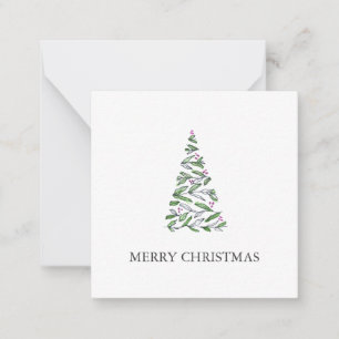 Cute Watercolor Christmas Tree Note Card