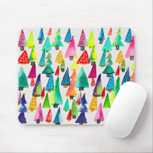 Cute watercolor Christmas trees Mouse Pad